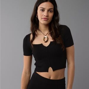 AE Notch Neck Sweater Top